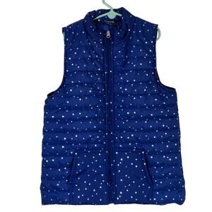 Zelos Girls Sz L (12-14) Puffer Vest Navy with Metallic Silver Star Print NWT